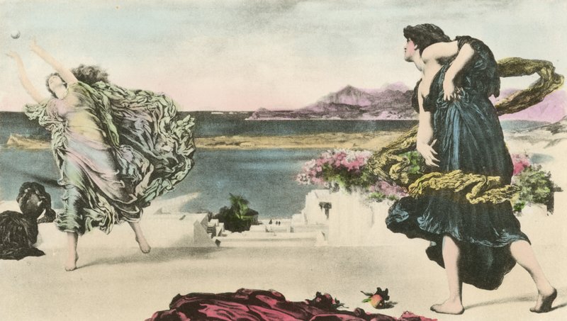 Kreikkalaiset tytöt pelaamassa palloa tekijältä after Frederic Leighton