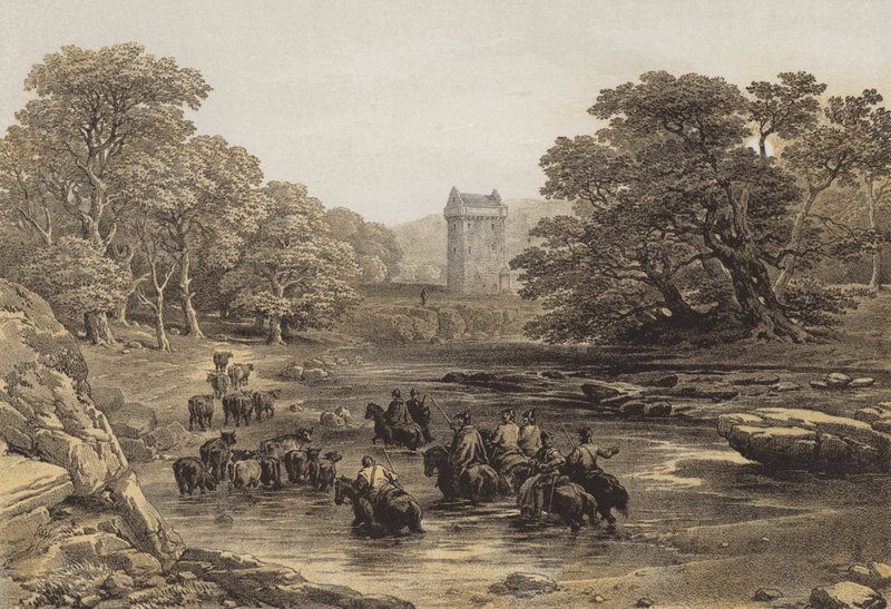 Gilnockie Tower (chromolitho) tekijältä after George Cattermole