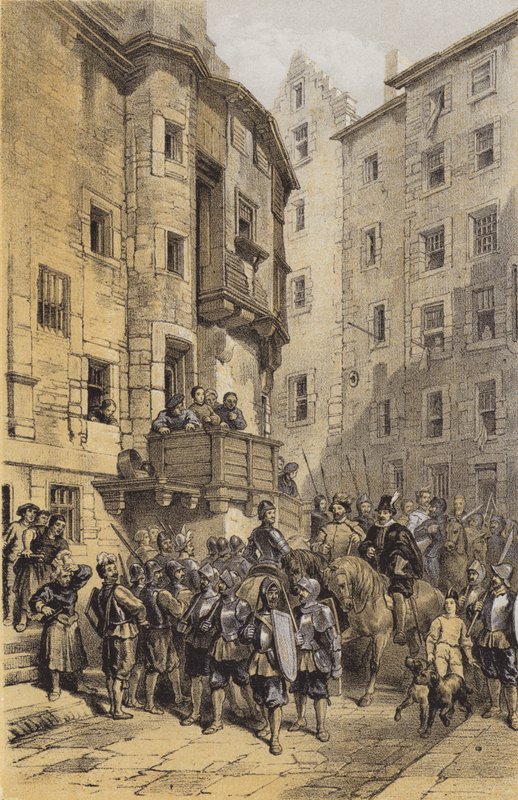 West Bow, Edinburgh (chromolitho) tekijältä after George Cattermole