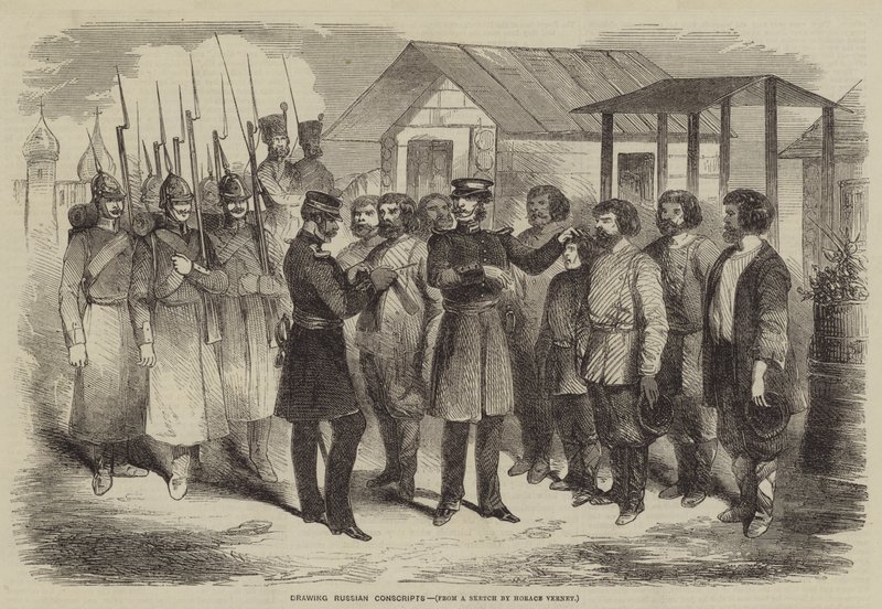 Venäläisten varusmiesten piirtäminen tekijältä after Horace Vernet