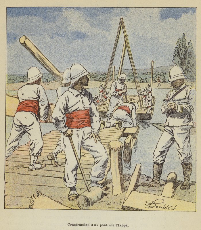 Rakentaminen dun pont sur lIkopa tekijältä after Louis Charles Bombled