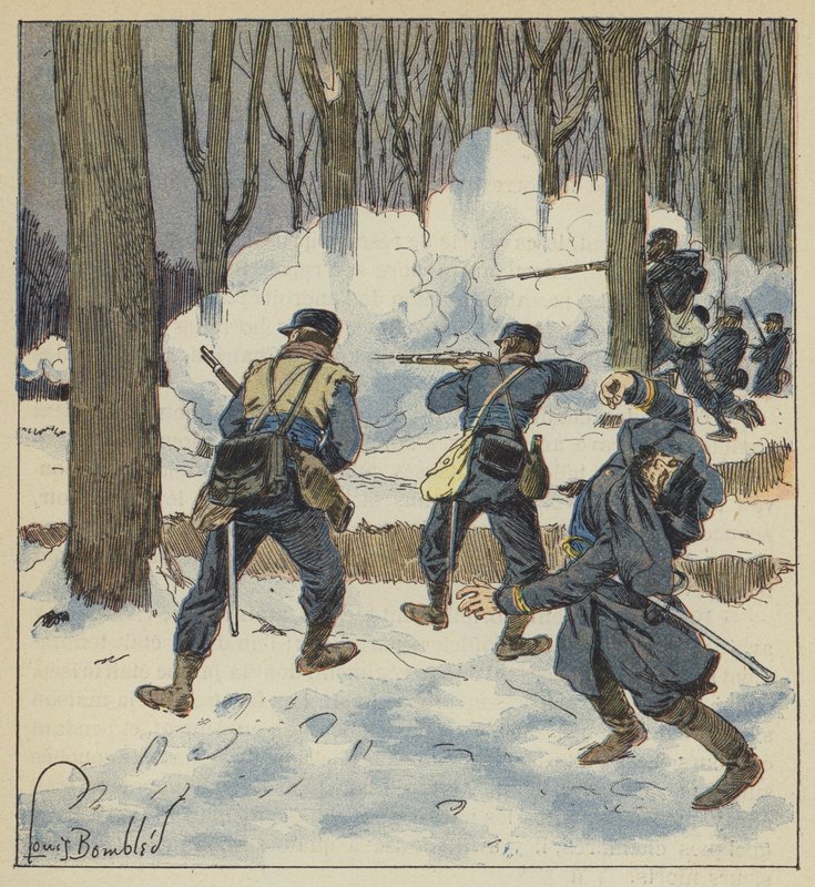 Francs-tireurs combattant sous bois tekijältä after Louis Charles Bombled