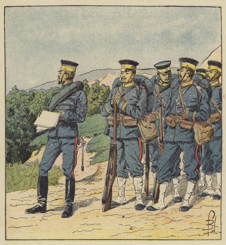Japanilainen jalkaväki tekijältä after Louis Charles Bombled