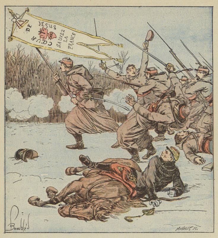 Paavin Zouaves hyökkää Loignyn kimppuun tekijältä after Louis Charles Bombled