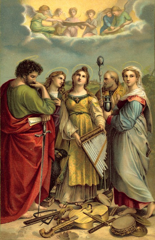 St Cecilia (chromolitho) tekijältä after Raphael